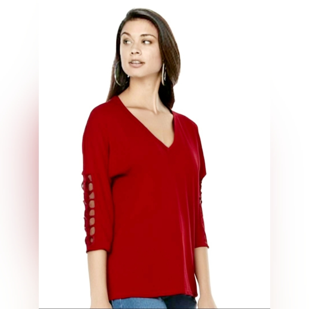 Guess Red Cut Out Sleeve Top